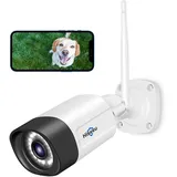 Hiseeu 【5MP+Zwei-Wege-Audio】 Überwachungskamera Aussen, WLAN IP Kamera 5MP Outdoor WiFi Kamera mit Nachtsicht,IP66 wasserdichte,Fernzugrif und Bewegungserkennung,Cloud/SD-KarteSpeicher