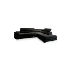 Masseno Ecksofa Selva R-S mit Schlaffunktion – L-Form, Bettkasten, freistehend, Schwarz (Monolith 95)
