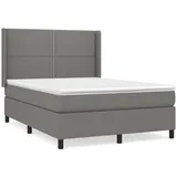 vidaXL Boxspringbett mit Matratze Dunkelgrau 140x200 cm Stoff