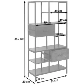 MCW Bücherregal 81 x 33 x 150 cm Braun