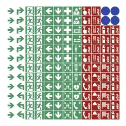 Aufkleber - 144 Piktogramme für Brandschutz u. Fluchtweg gemäß ASR A1.3 (2013), Folie, 8mm