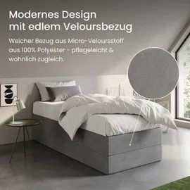 home collective Boxspringbett 90 x 200 cm H2 Grau