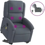 vidaXL Massagesessel mit Aufstehhilfe Samt 144,5 x 82 x 0 cm Dunkelgrau elektrisch