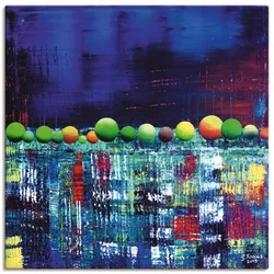 Wandbild ARTLAND "Spiegelungen im East River Manhattan", blau (farbe bild(er): blau), B:70cm H:70cm T:1,8cm, Canvas, Leinwand, Bilder, als Alubild, Leinwandbild, Wandaufkleber oder Poster in versch. Größen