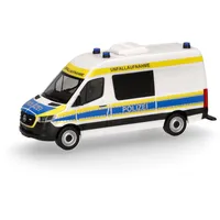 HERPA Modellauto Mercedes-Benz Sprinter '18 Halbbus Hochdach Polizei Nordrhein-Westfalen/Unfallaufnahme, Miniatur im Maßstab 1:87, Sammlerstück, Made in Germany, Modell aus Kunststoff