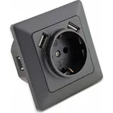 ChiliTec USB-Steckdose Unterputz Grau 2 St.