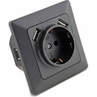 ChiliTec USB-Steckdose Unterputz Grau 2 St.
