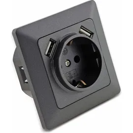 ChiliTec USB-Steckdose Unterputz Grau 2 St.