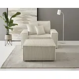 OTTO home Loveseat FINNLEY Cord 120 x 85 x 166 cm Beige mit Hocker