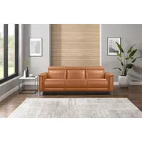 3-Sitzer PLACES OF STYLE "Lund, mit manueller und elektrischer Relaxfunktion" Sofas Gr. B/H/T: 222cm x 97cm x 100cm, Echtleder-Kunstleder, manuelle Relaxfunktion auf linker und rechter Seite, braun (cognac) in 2 Sitzen (links u. rechts), USB, Echtleder, Kunstleder, Webstoff