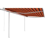 vidaXL Automatisch Gelenkarmmarkise 450 x 350 cm orange/braun inkl. Pfosten 3070050