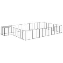 vidaXL Hundezwinger 7,7 m x 4,4 m x 1,1 m Stahl Schwarz