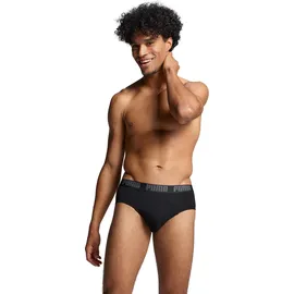 Puma Slip PUMA "PUMA MEN EVERYDAY BRIEFS 2P", Herren, Gr. L, schwarz, Jersey, Obermaterial: 95% Baumwolle, 5% Elasthan, bedruckt, unifarben, eng, Unterhosen Slip, mit Logobund