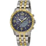 ETT Eco Tech Time Solar Drive Funk World Timer Chronograph EGT-11576-31M Herrenuhr Professional Worldtimer Bicolor