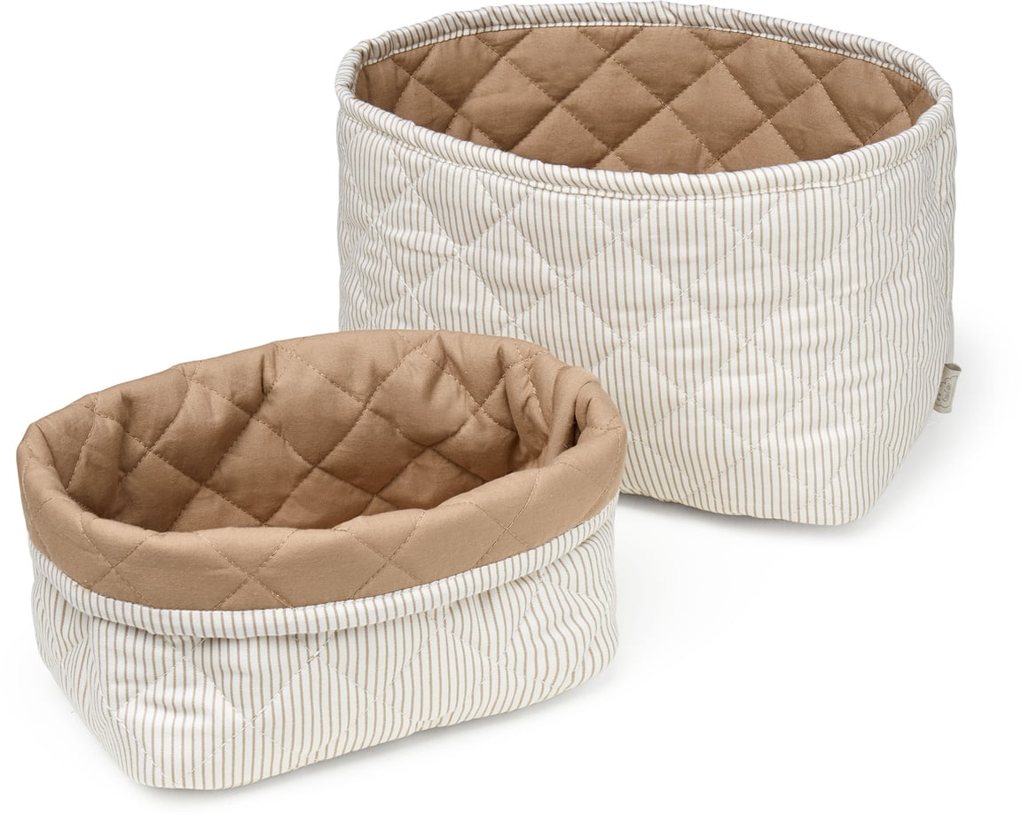 Cam Cam Copenhagen - Gesteppte Aufbewahrungskörbe, classic stripes camel / camel (2er-Set)