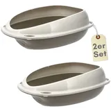 GarPet 2er Set Katzenklo ohne Deckel Doppelpack Katzentoilette mit Rand Sparpaket Katzen WC 2er Set Schalentoilette 57x40x19 cm Katzentoiletten