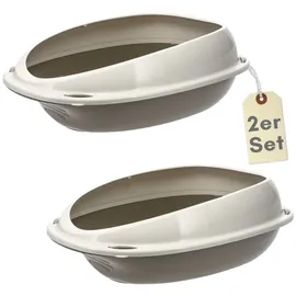 GarPet 2er Set Katzenklo ohne Deckel Doppelpack Katzentoilette mit Rand Sparpaket Katzen WC 2er Set Schalentoilette 57x40x19 cm Katzentoiletten