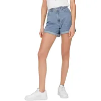Only Damen Shorts high Waist 5-Pocket Design Knopfleiste Reißverschluss Kurze Bermudas, Farben:Hellblau, Größe:L