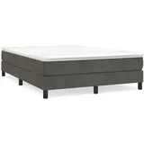 vidaXL Boxspringbett mit Matratze Dunkelgrau 140x200 cm Samt