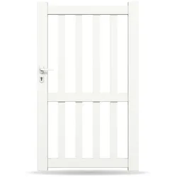 Gartentor, Weiß RAL 9016, Einzeltor, Modell Essen, Aluminium, Weiß, flexible Befestigungssysteme, individuell konfigurierbar