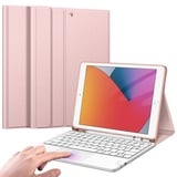 Fintie Tastatur Hülle für iPad (9. / 8. und 7. Generation - 2021/2020/2019), iPad 10.2 Hülle mit Tastatur, Deutscher Tastatur mit Touchpad Magnetisch Abnehmbarer Keyboard, Roségold