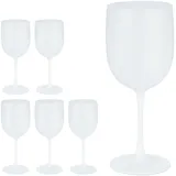 Relaxdays Weingläser Kunststoff, 6er Set, bruchsicher, BPA-frei, 400 ml, Mehrweg Rotweingläser, Camping Weinkelche, weiß