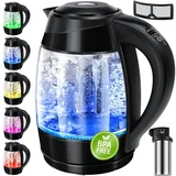 Kesser KESSER® 1,8L Edelstahl Wasserkocher 2200W Glaswasserkocher Warmhaltefunktion