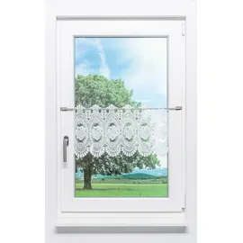 Plauener Spitze® Scheibengardine Blumenspitze (1 St), transparent, HxB 32x136.5cm weiß 136 cm x 32 cm