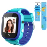 4G Smartwatch für Kinder, Wasserdicht Kinder Smartwatch mit GPS-Tracker, Anruf, Alarm, Schrittzähler, Kamera, SOS, Touchscreen WLAN Bluetooth Armbanduhr Jungen Mädchen (Blau- T5)