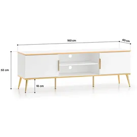 Feldmann-Wohnen Viterbo Lowboard 160x40x53cm Weiß/Gold Holz