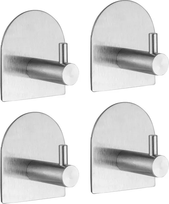 Ibergrif Selbstklebe Haken, Klebe Haken Heavy Duty, 3M Handtuch Haken für Badezimmer Büro Toilette, Wasserdicht, Edelstahl, Grau