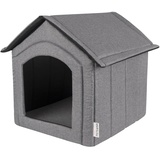 Petsona Hundehöhle Hundehütte Faltbare Mit Herausnehmbarem Dach Hundehaus Hundebett Katzenbett Haustierbett Schlafplatz Größe L, Grau