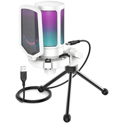 FIFINE Mikrofon USB Mikrofon Streaming RGB Kondensator Mikrofon Gaming weiß