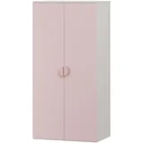 [en.casa] Kinderkleiderschrank Sandnes 123 x 60 x 40 cm Holznachbildung weiß rosa