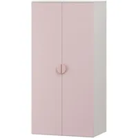 [en.casa] Kinderkleiderschrank Sandnes 123 x 60 x 40 cm Holznachbildung weiß rosa