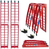 Baumarktplus TRUTZHOLM 2 x Auffahrrampe klappbar 180 cm Traglast 680 kg Alu rot geriffelte Einzelstäbe Verladerampe