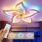Leise Deckenventilator mit Beleuchtung, 60W LED Deckenleuchte 5000LM, LED Deckenbeleuchtung mit Ventilator,5 Lichter Design Deckenventilator - Weiß
