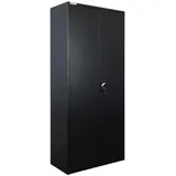Proregal Flügeltürenschrank ELEPHANT Metall Spind Schrank abschließbar 180x80x40cm 6 Fächern & Kleiderstange Stahlschrank Schwarz Garderobenschrank