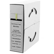 Offgridtec 10m Schrumpfschlauch mit Kleber 1,6mm>0,8mm Schrumpfrate, Dual-Wand, Halogenfrei, Flammhemmend, Wasserdichte Kabelisolierung, Leicht zu Schneiden, Inklusive Spenderbox, gelb/grün