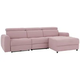 Home Affaire Ecksofa »Sentrano, L-Form,« 275 cm, man. o. elektr. Relaxfunktion und USB/Kopfverstellung rosa