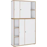 VCM my office Schiebetürenschrank Salia, 920807 honig-eiche, weiß 4 Fachböden 100,0 x 37,4 x 182,7 cm