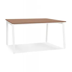 Besprechungstisch Quadratisch Holz Metall | Bürobank AMADEUS für Meetings | Konferenztisch mit Walnuss Melamin | Modern Elegant | Kadima Design