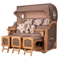 Bene living Strandkorb Komplettset Ammersee Grande XXL Teak Bullauge