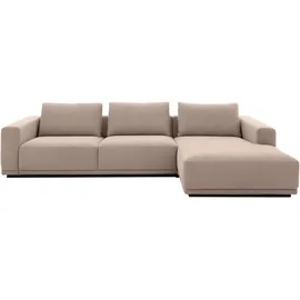 Musterring Ecksofa MUSTERRING "JustB PM200, Holzrahmen in schwarz, wahlw. Sitzvorzug, Breite 316cm", beige (sand), B:316cm H:78cm T:166cm, 94% Polyester, 6% Nylon, Sofas, Ecksofa, Anreihsofa links & Longchair rechts, mit Armlehnen, inkl. Rückenkissen