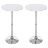CLP 2er Set Metall-Stehtische Mit Runder Holztischplatte Ø 60 cm weiß