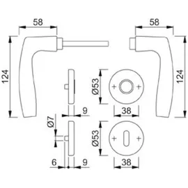 HOPPE Rosettengrt.Vit.1515/42KV/42KVS Alu.F1 rd.OB DIN L/R D/D