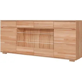 OTTO home Sideboard OTTO HOME "VETRO Teilmassiv, Fronten Massivholz, Wohnzimmer, Stauraum,Griffmulde", weiß, neutral, B:199cm H:85cm T:40cm, Sideboards, Sideboard, B/T/H:199/40/85cm, 2 Schubladen, 7Fächer