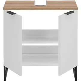 BASIC by Balculina Waschbeckenunterschrank Denver Waschbeckenunterschrank, Badezimmerschrank 60x60x35 (1-St) Breite 60 cm, Tür L/R montierbar, Softclose weiß