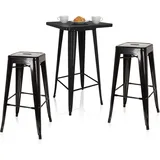 HJH Office Bartisch-Set 2 Barhocker Metall 110 x 70 x 110 cm Schwarz