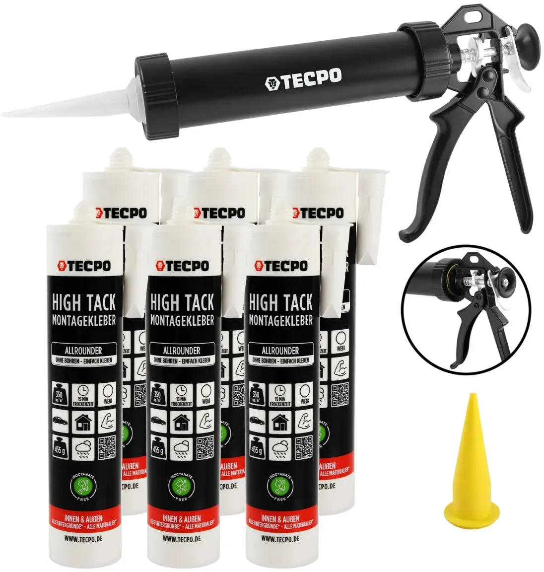 6x TECPO Montagekleber HIGH TACK Baukleber 455g Kleber +...